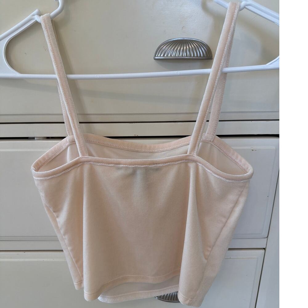 Cropped Velvety Spaghetti Strap Tank Top Layering Size Small Y2K Style Indie - Picture 3 of 4